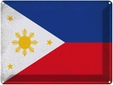 Blechschild 30x40 cm Philippinen Philippines Flagge Fahne Wappen