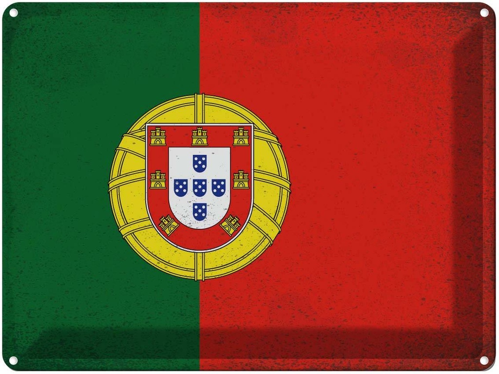 [LA-120229] Blechschild 30x40 cm Portugal Flagge Fahne Wappen