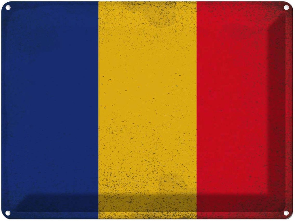 [LA-120232] Blechschild 30x40 cm Rumänien Romania Flagge Fahne Wappen