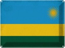 Blechschild 30x40 cm Ruanda Rwanda Flagge Fahne Wappen