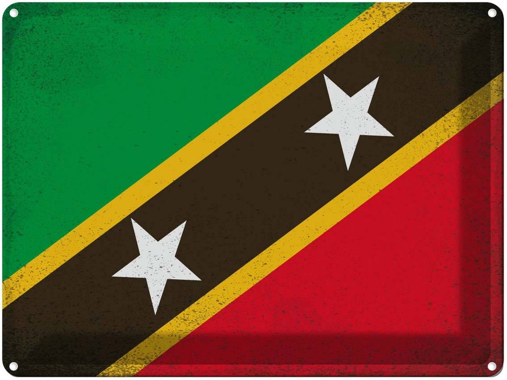[LA-120235] Blechschild 30x40 cm St. Kitts und Nevis Flagge Fahne Wappen