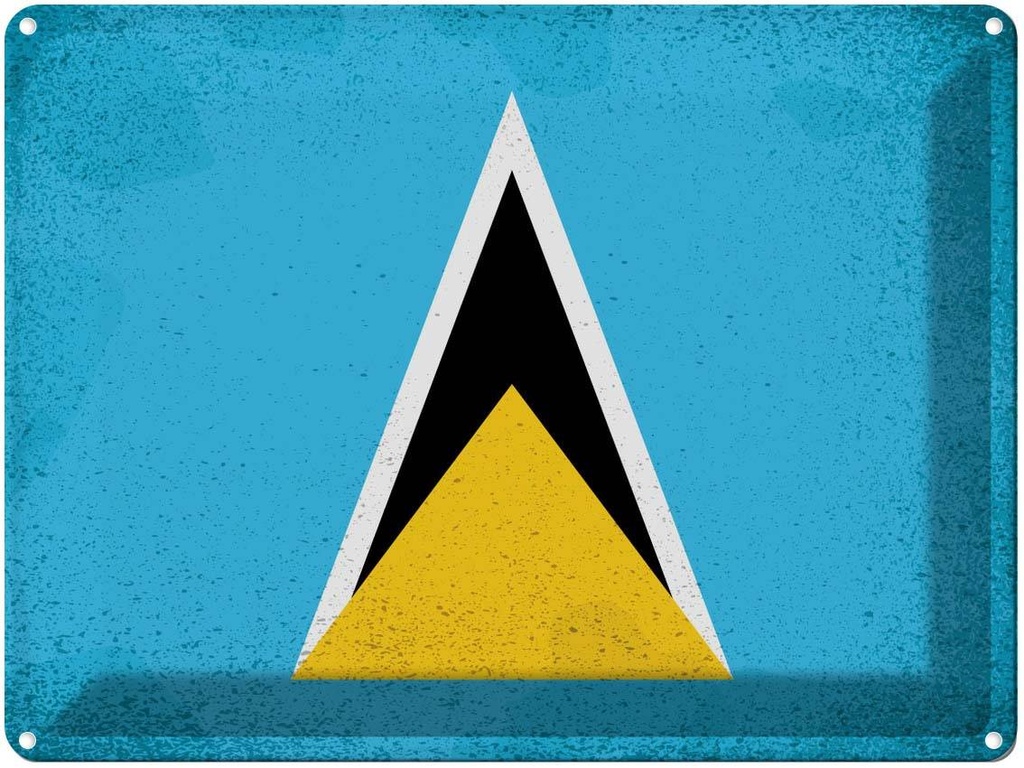 [LA-120236] Blechschild 30x40 cm Saint Lucia Flagge Fahne Wappen