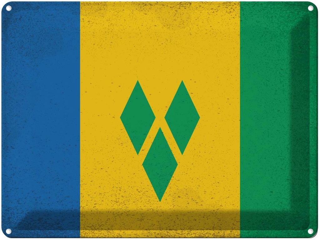 [LA-120237] Blechschild 30x40 cm Saint Vincent Grenadinen Flagge Fahne Wappen