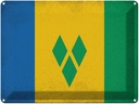 Blechschild 30x40 cm Saint Vincent Grenadinen Flagge Fahne Wappen
