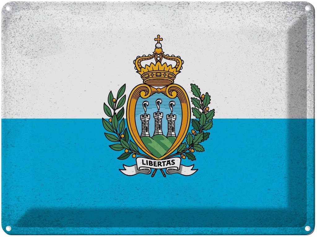 [LA-120239] Blechschild 30x40 cm San Marino Flagge Fahne Wappen