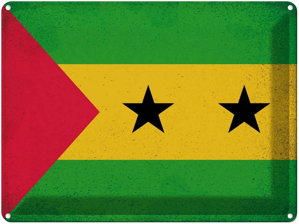 [LA-120240] Blechschild 30x40 cm São Tomé und Príncipe Flagge Fahne Wappen