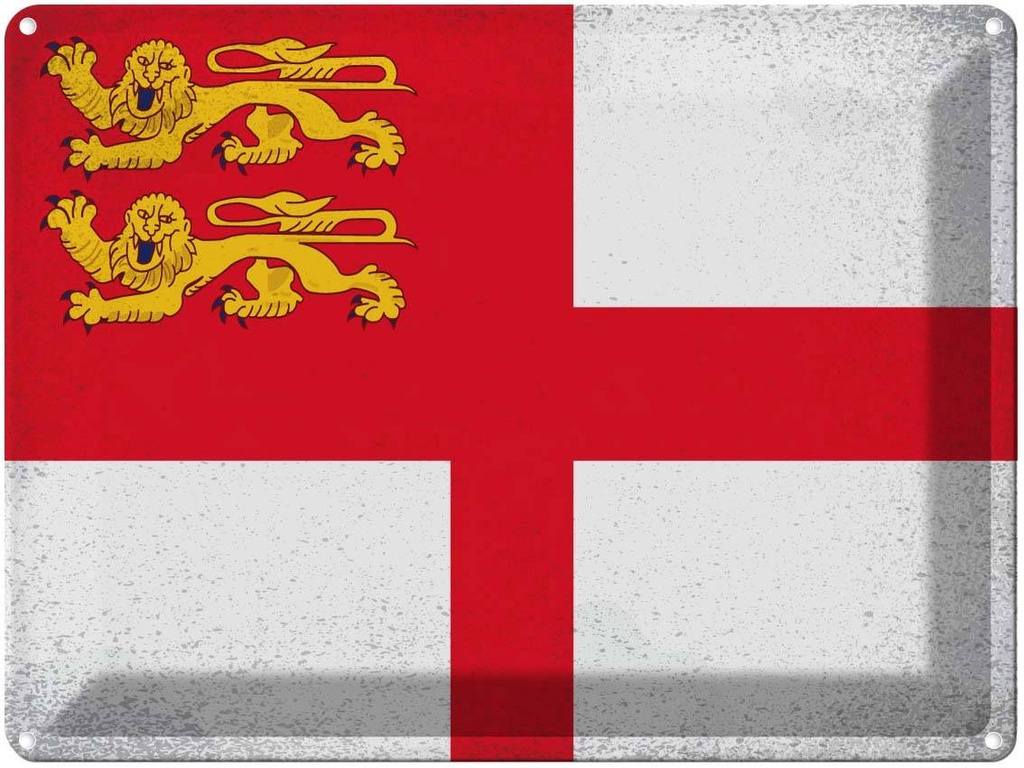 [LA-120241] Blechschild 30x40 cm Sark Flagge Fahne Wappen