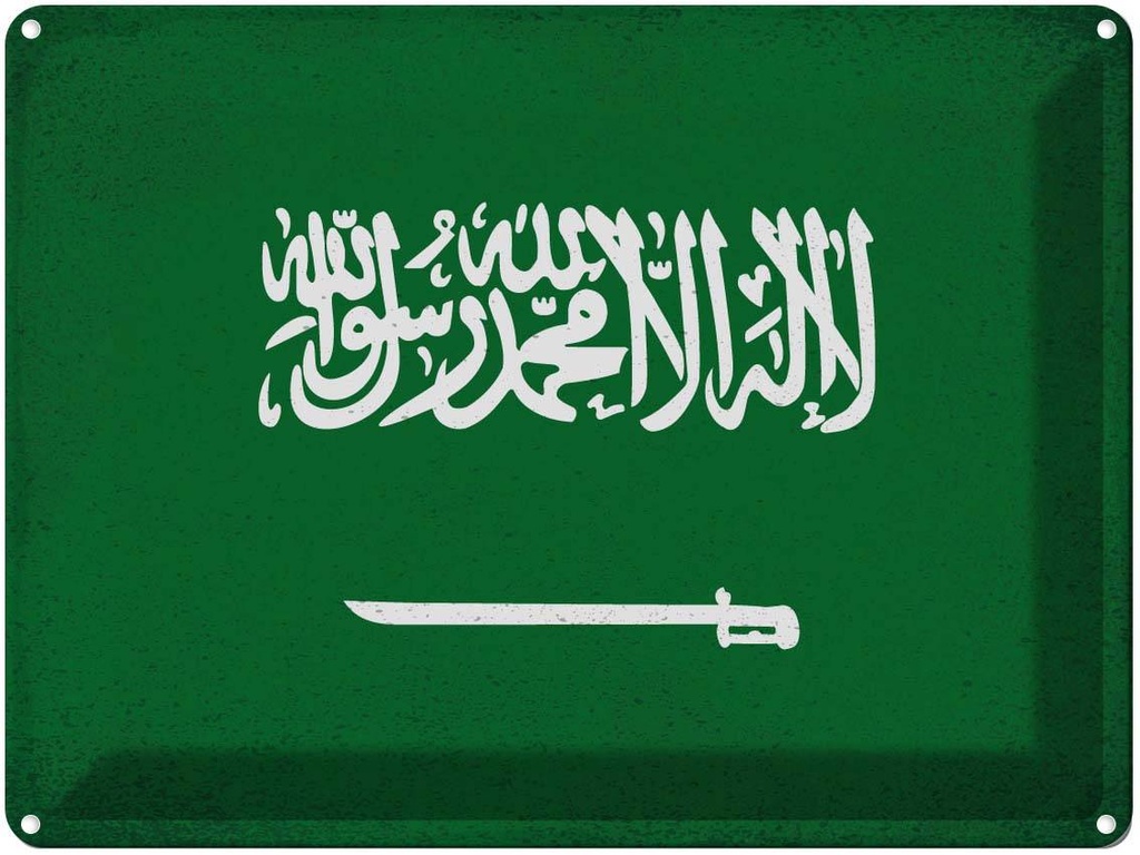 [LA-120242] Blechschild 30x40 cm Saudi-Arabien Arabia Dekoration Flagge Fahne Wappen