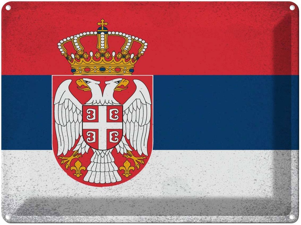 [LA-120245] Blechschild 30x40 cm Serbien Serbia Flagge Fahne Wappen