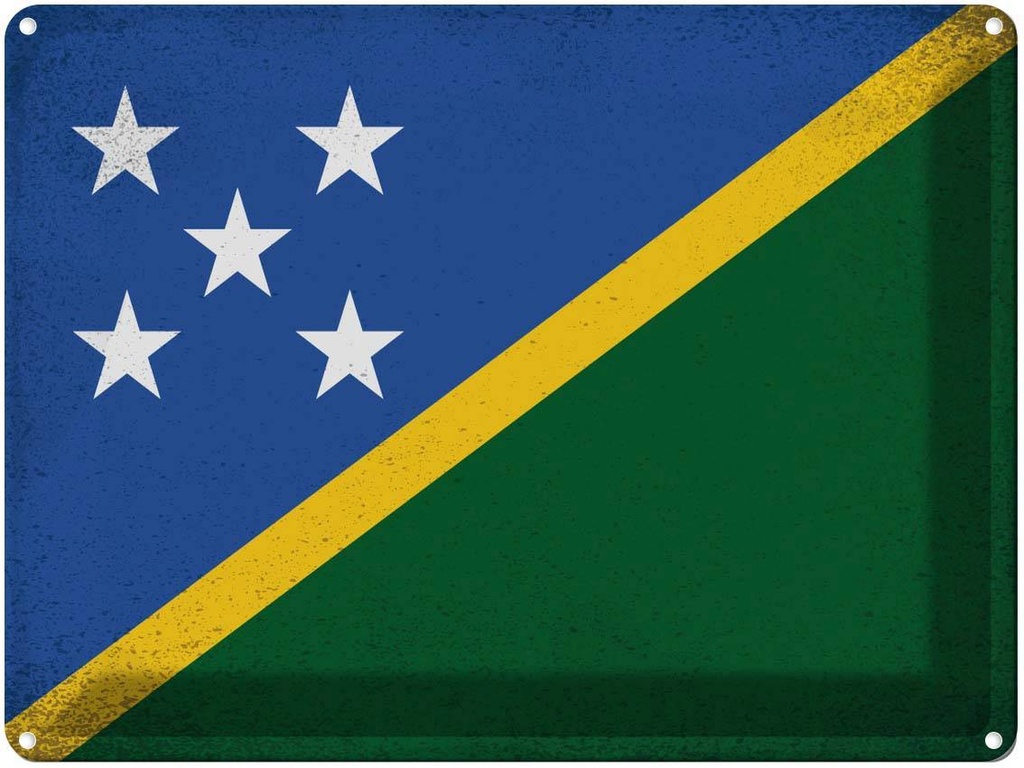[LA-120251] Blechschild 30x40 cm Salomonen Solomon Islands Vintag Abenteuer Reisen Flagge Fahne Wappen
