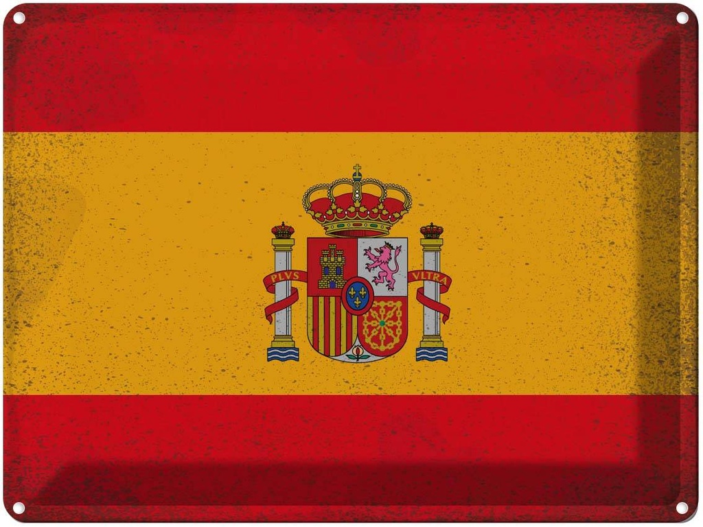 [LA-120255] Blechschild 30x40 cm Spanien Spain Flagge Fahne Wappen