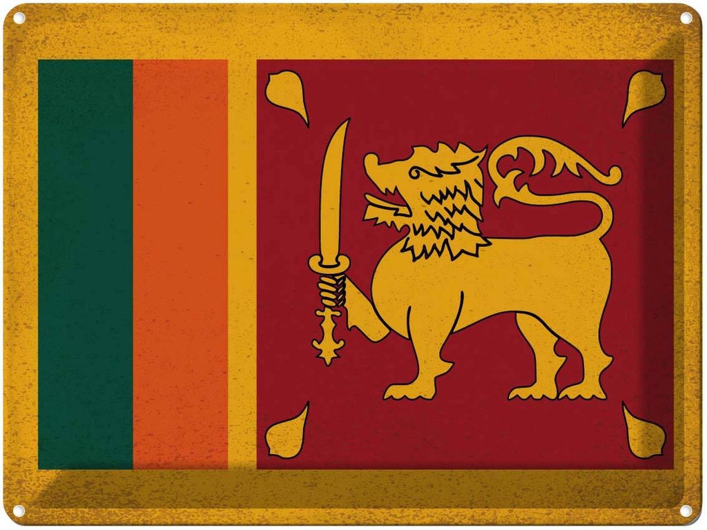 [LA-120256] Blechschild 30x40 cm Sri Lanka Flagge Fahne Wappen