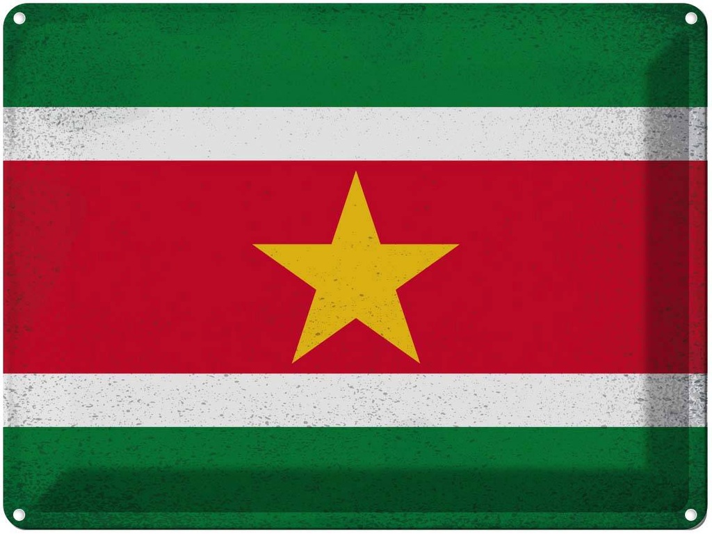 [LA-120258] Blechschild 30x40 cm Suriname Flagge Fahne Wappen