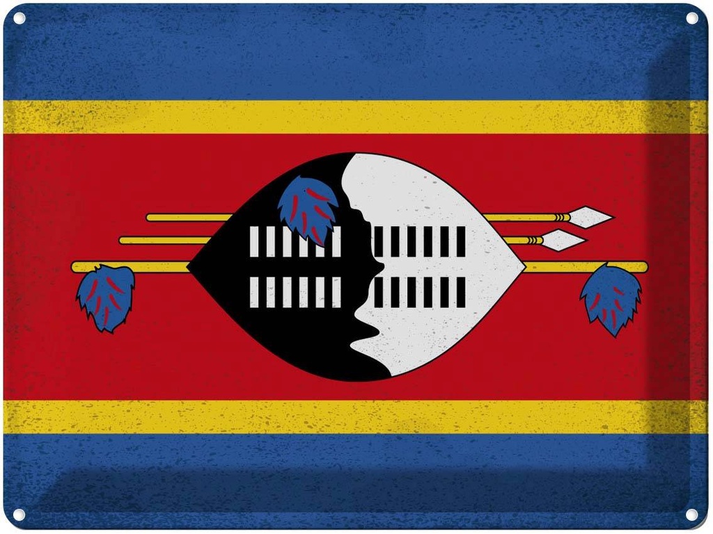[LA-120259] Blechschild 30x40 cm Swasiland Eswatini Flagge Fahne Wappen