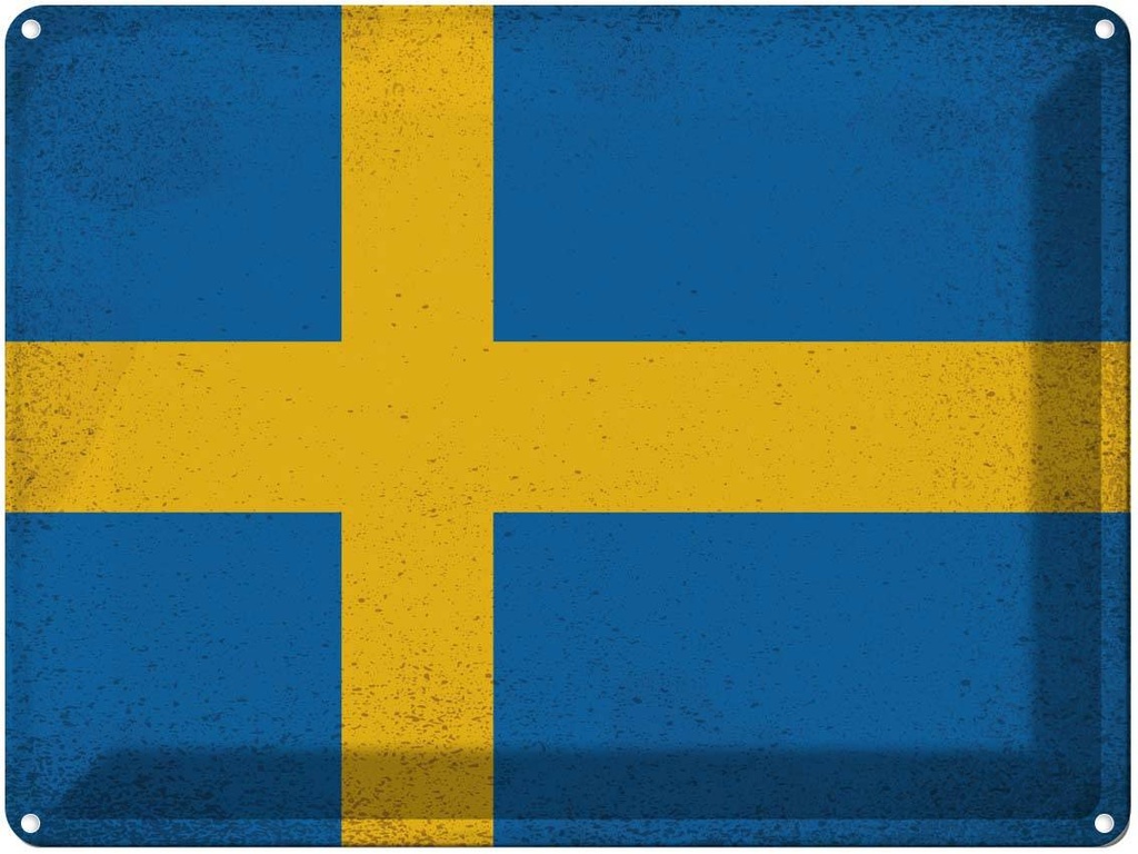 [LA-120260] Blechschild 30x40 cm Schweden Sweden Flagge Fahne Wappen