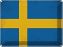 Blechschild 30x40 cm Schweden Sweden Flagge Fahne Wappen