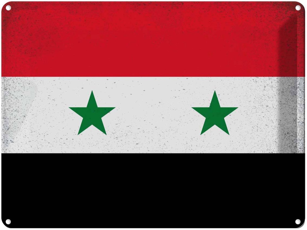 [LA-120262] Blechschild 30x40 cm Syrien Syria Flagge Fahne Wappen