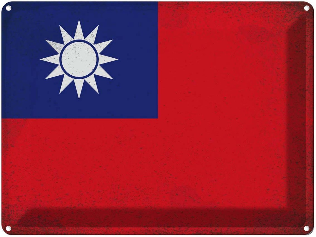 [LA-120263] Blechschild 30x40 cm China Taiwan Flagge Fahne Wappen