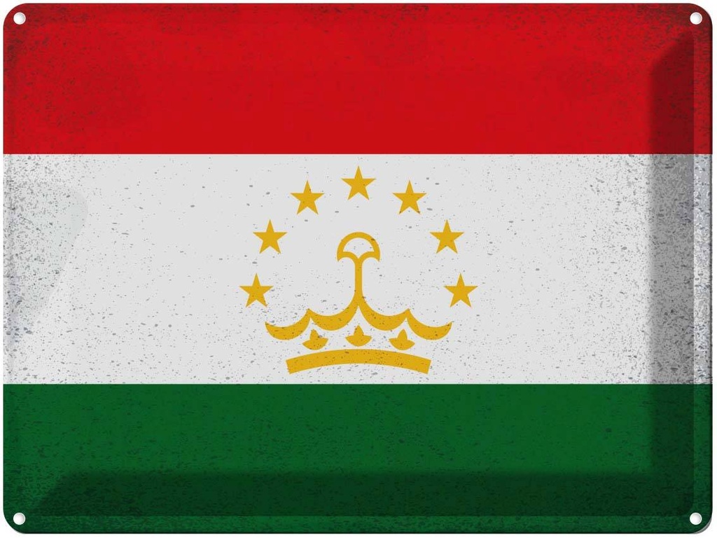 [LA-120264] Blechschild 30x40 cm Tadschikistan Tajikistan Flagge Fahne Wappen