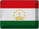 Blechschild 30x40 cm Tadschikistan Tajikistan Flagge Fahne Wappen