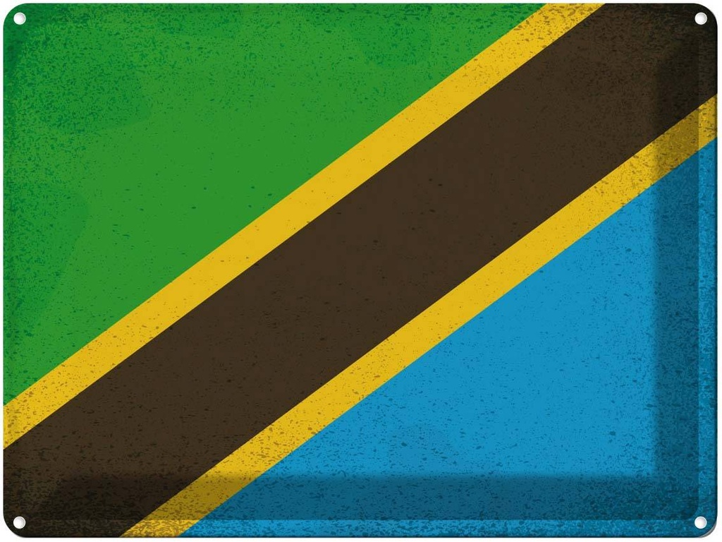 [LA-120265] Blechschild 30x40 cm Tansania Tanzania Flagge Fahne Wappen