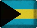 Blechschild 30x40 cm Bahama Bahamas Flagge Fahne Wappen