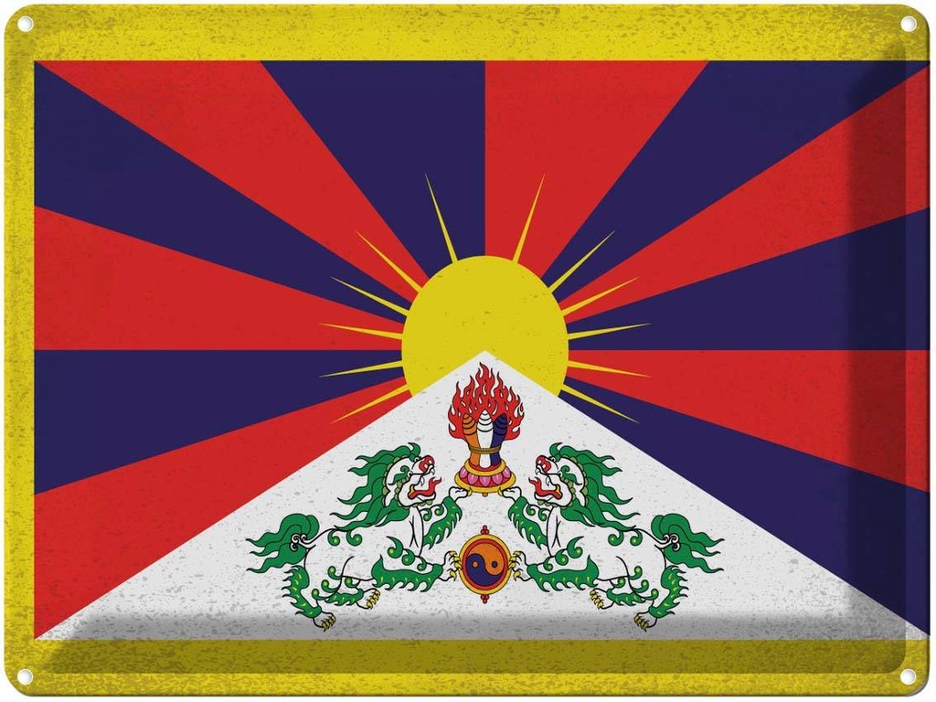 [LA-120268] Blechschild 30x40 cm Tibet Flagge Fahne Wappen