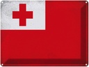 Blechschild 30x40 cm Tonga Flagge Fahne Wappen