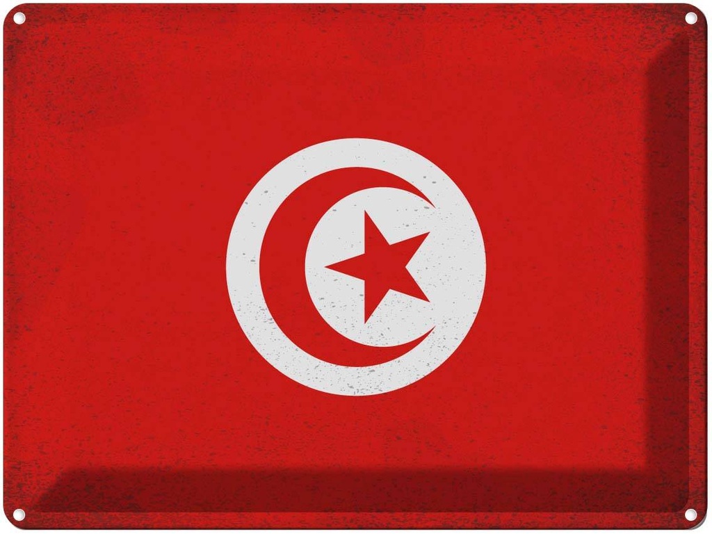 [LA-120273] Blechschild 30x40 cm Tunesien Tunisia Flagge Fahne Wappen