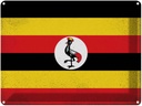 Blechschild 30x40 cm Uganda Flagge Fahne Wappen