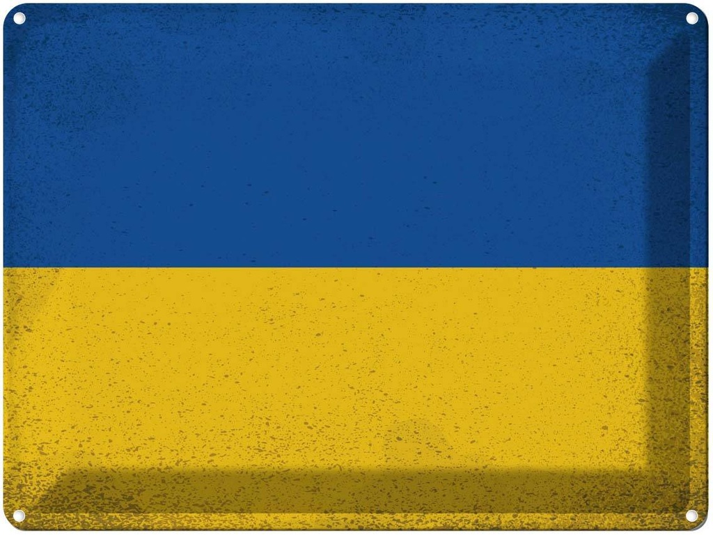 [LA-120278] Blechschild 30x40 cm Ukraine Flagge Fahne Wappen