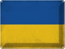 Blechschild 30x40 cm Ukraine Flagge Fahne Wappen