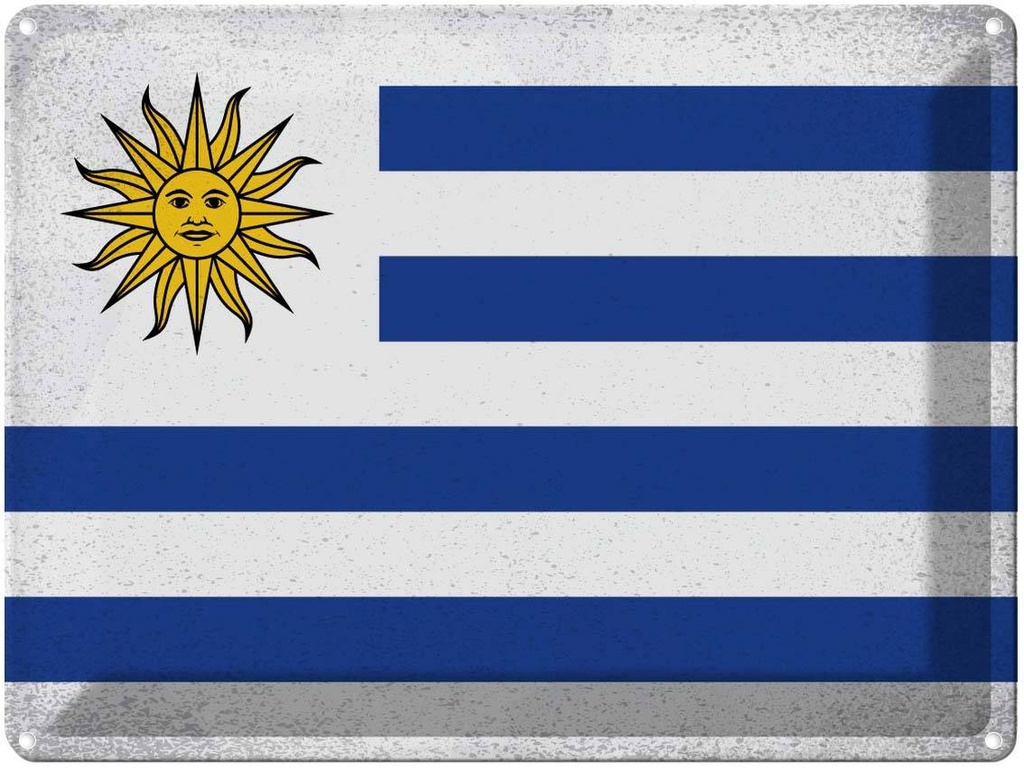 [LA-120281] Blechschild 30x40 cm Uruguay Flagge Fahne Wappen