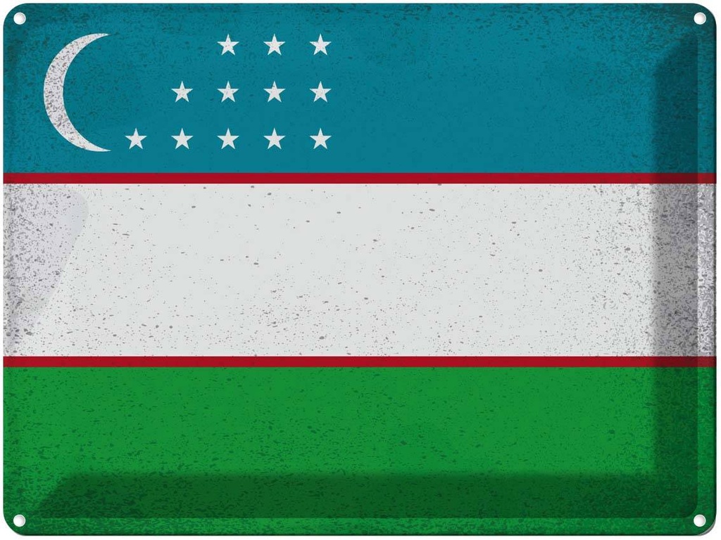 [LA-120283] Blechschild 30x40 cm Usbekistan Uzbekistan Flagge Fahne Wappen