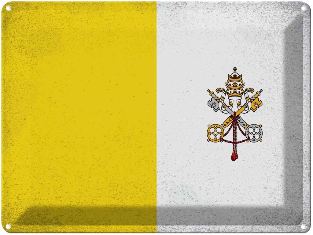 [LA-120285] Blechschild 30x40 cm Vatikanstadt Vatican Europa Flagge Fahne Wappen