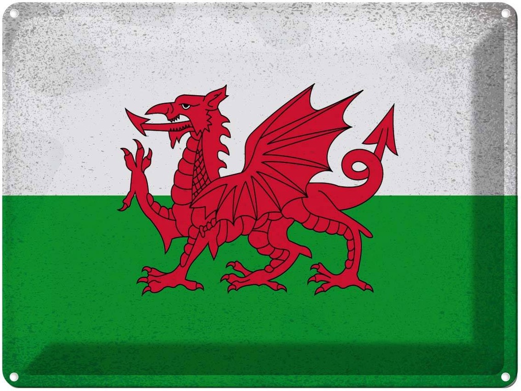 [LA-120288] Blechschild 30x40 cm Wales Flagge Geburtstag Feiern Party Fahne Wappen