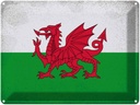 Blechschild 30x40 cm Wales Flagge Geburtstag Feiern Party Fahne Wappen