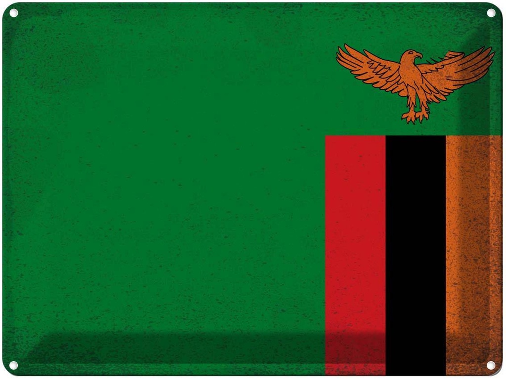 [LA-120292] Blechschild 30x40 cm Sambia Zambia Flagge Fahne Wappen
