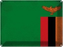 Blechschild 30x40 cm Sambia Zambia Flagge Fahne Wappen