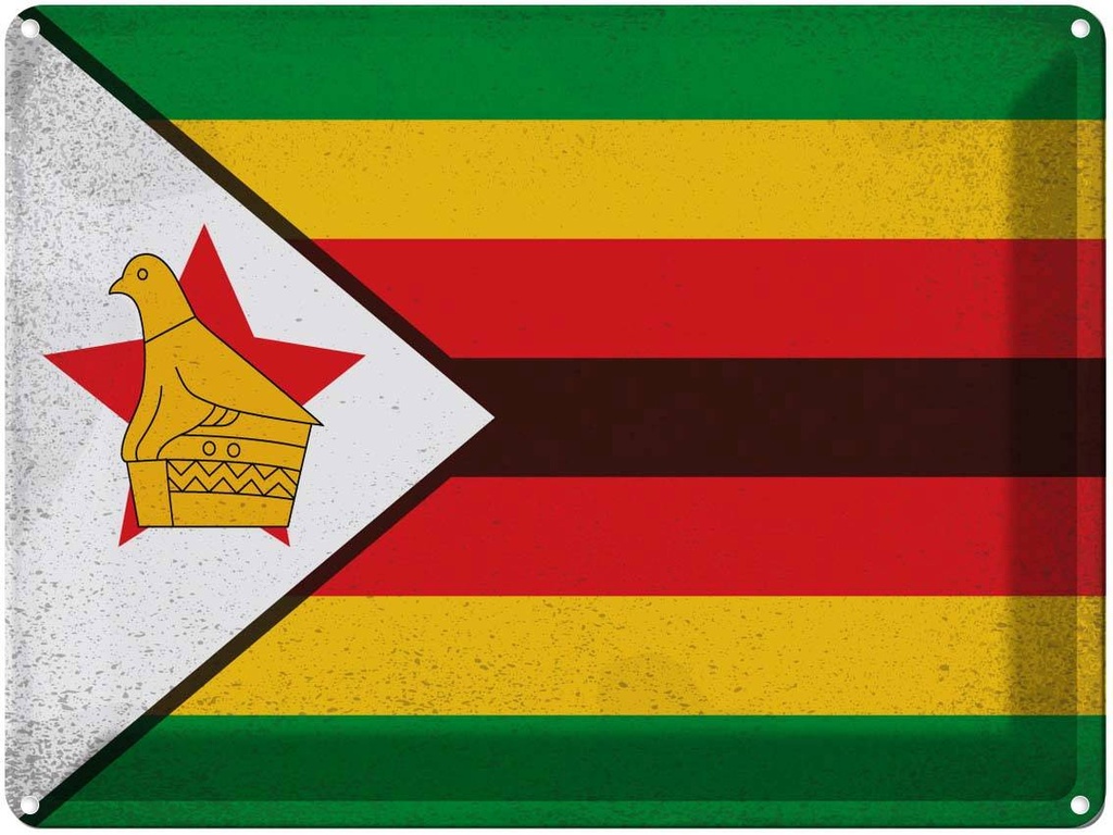 [LA-120293] Blechschild 30x40 cm Simbabwe Zimbabwe Flagge Geburtstag Feiern Party Fahne Wappen