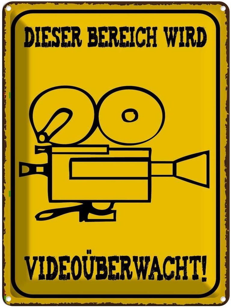 [LA-136087] Blechschild 40x30 cm Bereich videoüberwacht Warnschild Hinweisschild Sicherheit Vorsicht