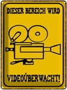 Blechschild 40x30 cm Bereich videoüberwacht Warnschild Hinweisschild Sicherheit Vorsicht