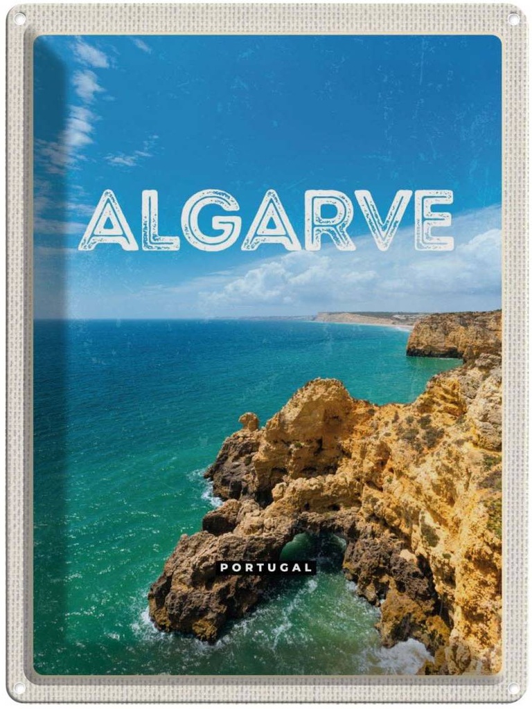 [LA-136294] Blechschild 40x30 cm Algarve Portugal Meer Bildmotiv Reisemotiv Abenteuer Reisen Urlaub