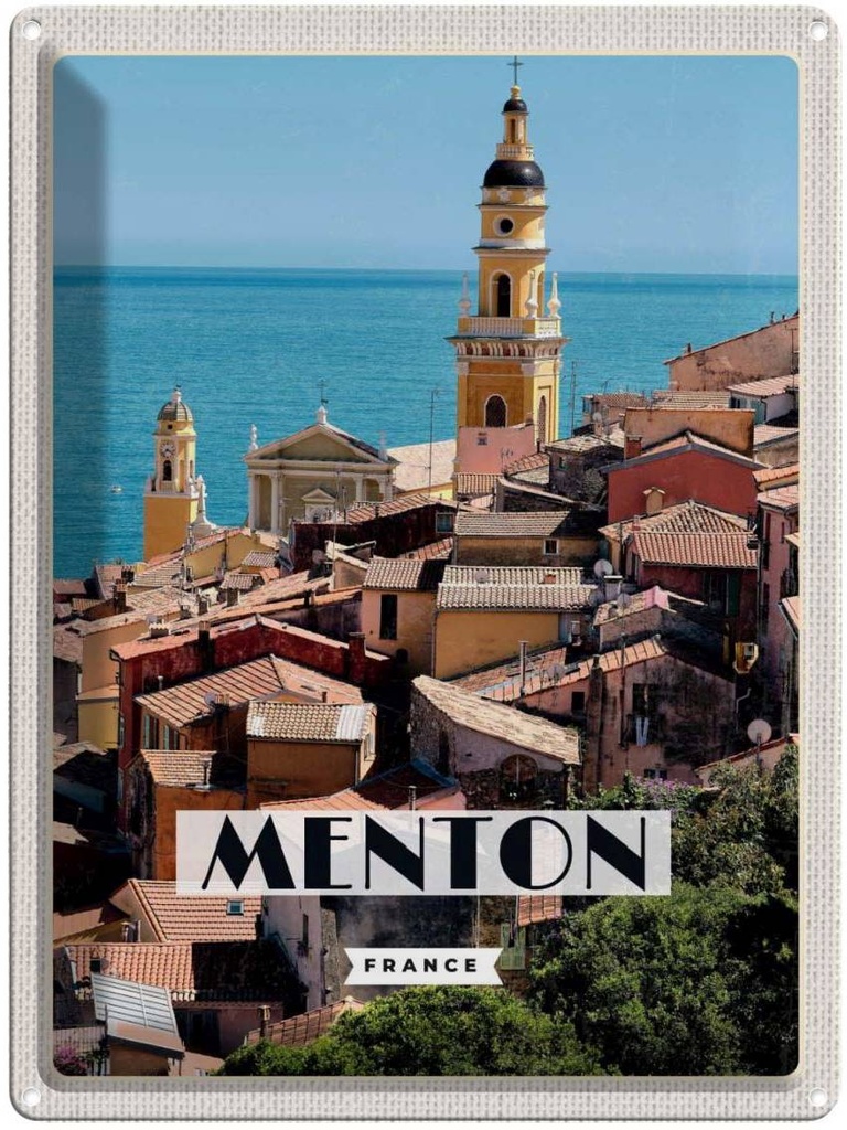 [LA-136336] Blechschild 40x30 cm Manton France Meer Urlaub Bildmotiv Reisemotiv Abenteuer Reisen