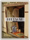 Blechschild 40x30 cm Bretagne France Urlaub Retro Kunst Bildmotiv Reisemotiv Abenteuer Reisen Straße Stadt