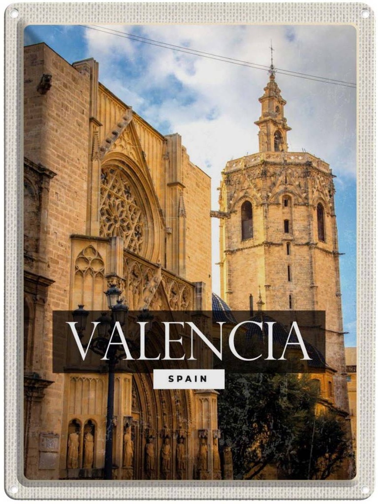 [LA-136404] Blechschild 40x30 cm Valencia Spain Häuser Architektur Tourismus Bildmotiv Reisemotiv Abenteuer Reisen Europa Urlaub