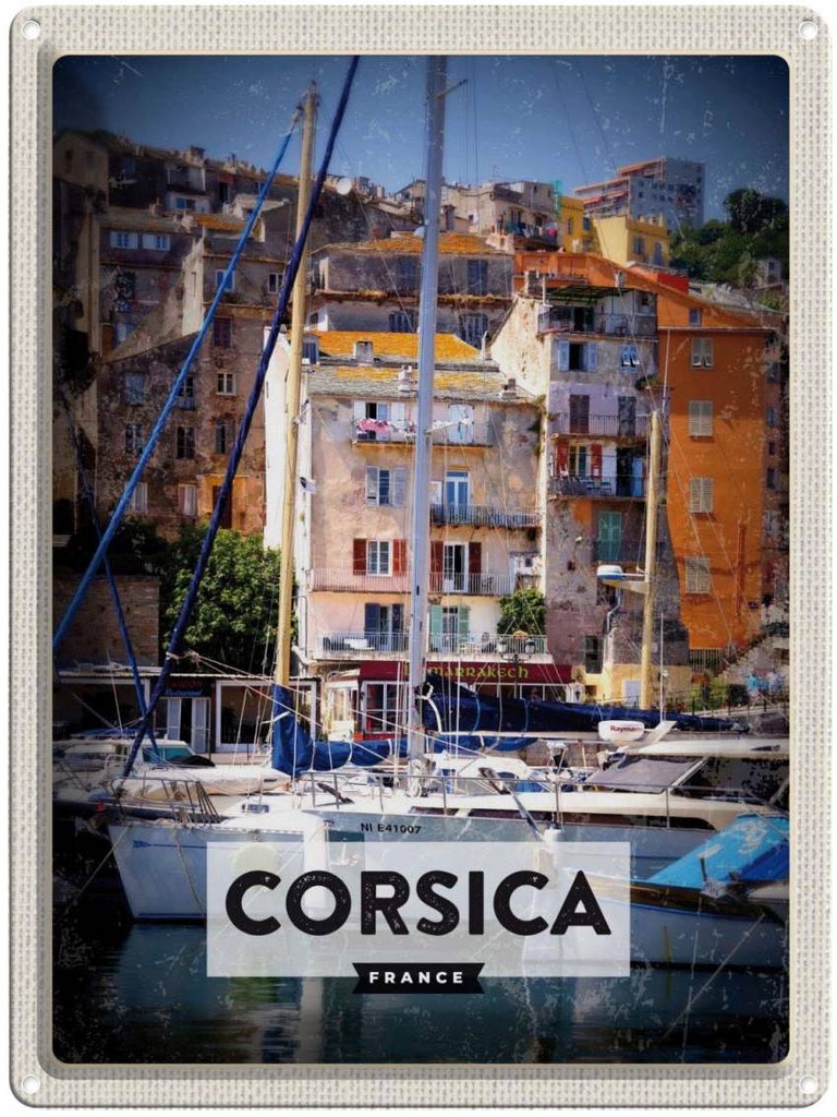 [LA-136418] Blechschild 40x30 cm Corsica France Urlaubsort Bildmotiv Reisemotiv Abenteuer Reisen Urlaub
