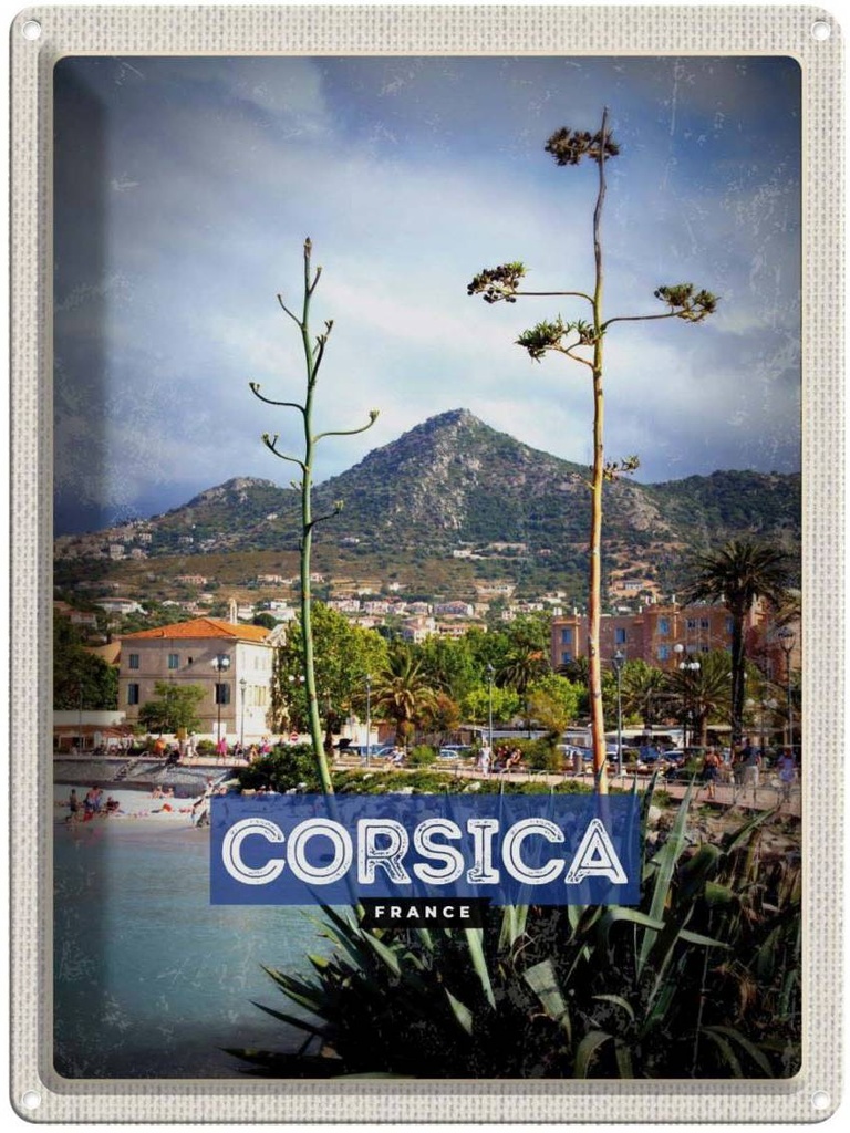[LA-136472] Blechschild 40x30 cm Corsica France Frankreich Panorama Bildmotiv Reisemotiv Abenteuer Reisen Europa Urlaub