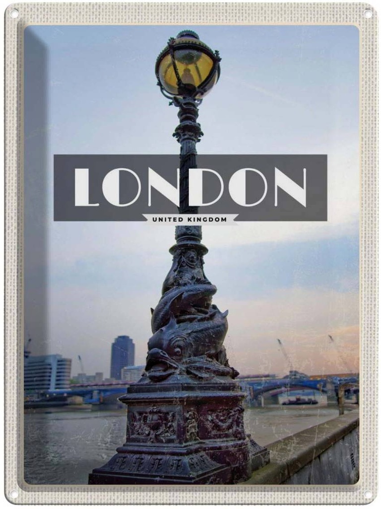 [LA-136494] Blechschild 40x30 cm London United Urlaub Kingdom Retro Poster Bildmotiv Reisemotiv Abenteuer Reisen England