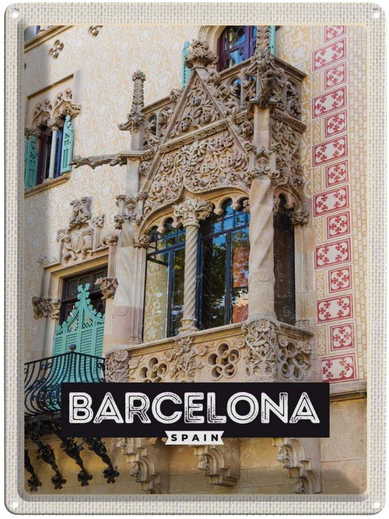 [LA-136503] Blechschild 40x30 cm Barcelona Spain Architektur Tourismus Bildmotiv Reisemotiv Abenteuer Reisen Urlaub Häuser